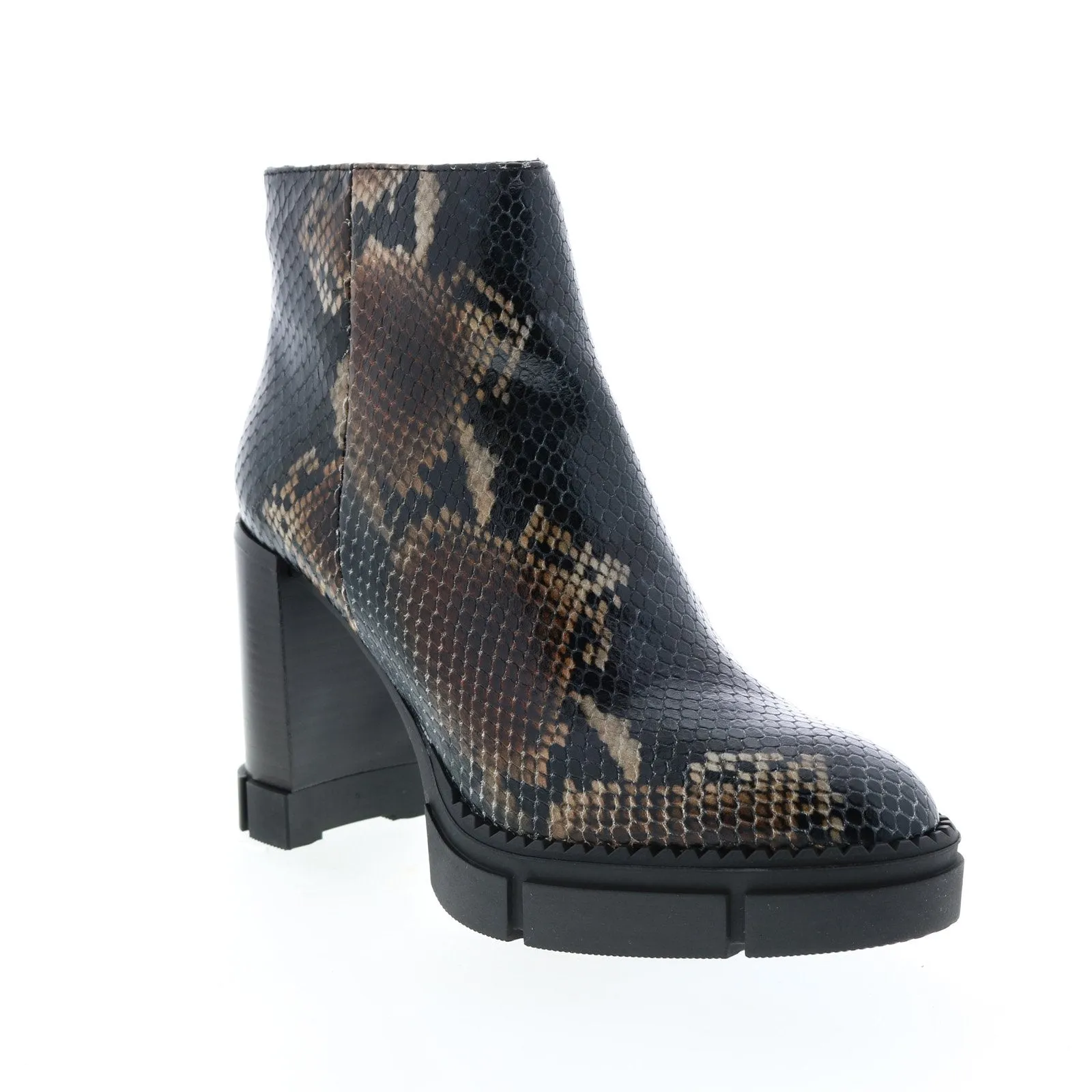 Aquatalia Iola Snake Print 34L3710-NBN Womens Brown Leather Zipper Ankle & Booties Boots