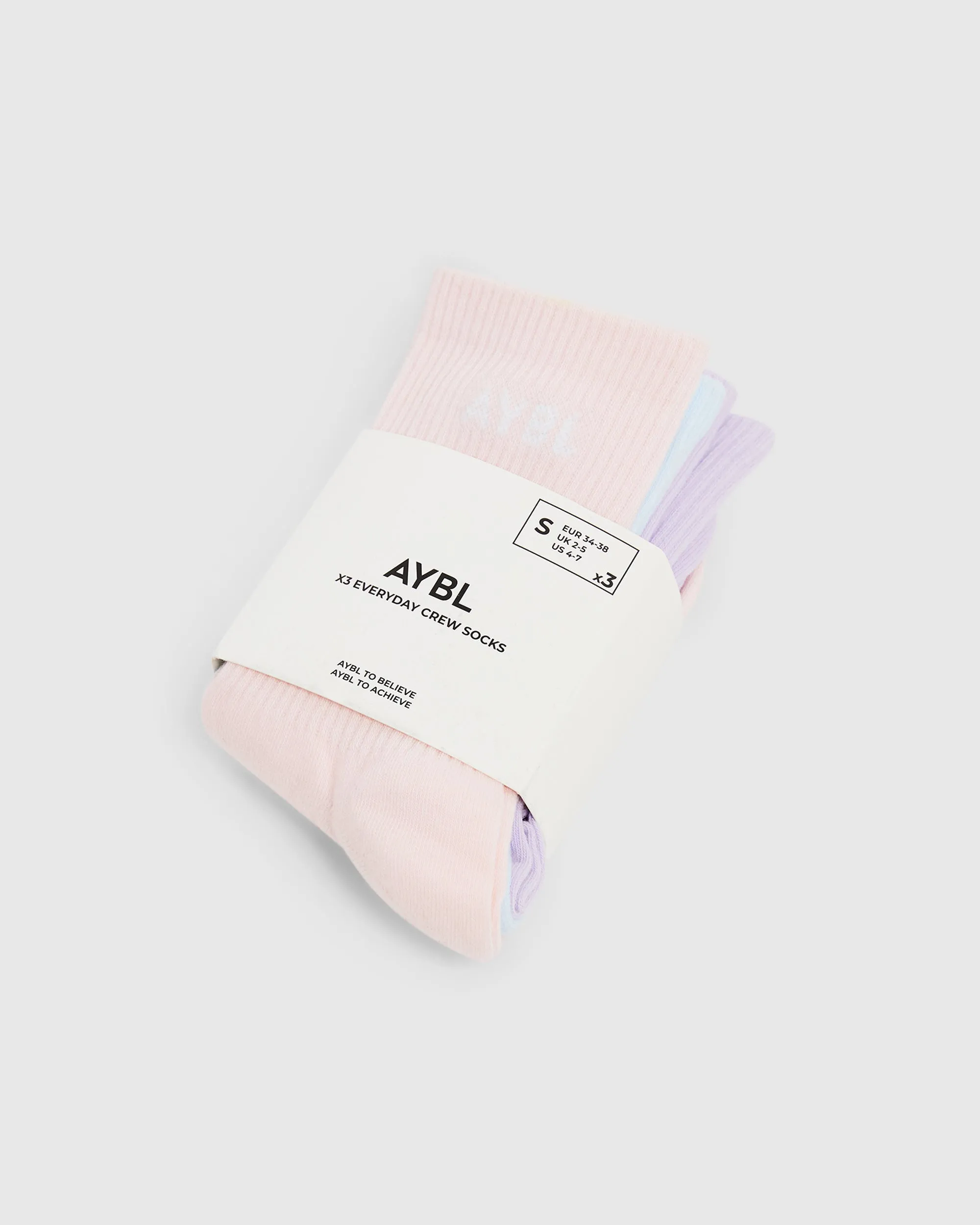 Everyday Crew Socks (3 Pack) - Blue/Purple/Pink