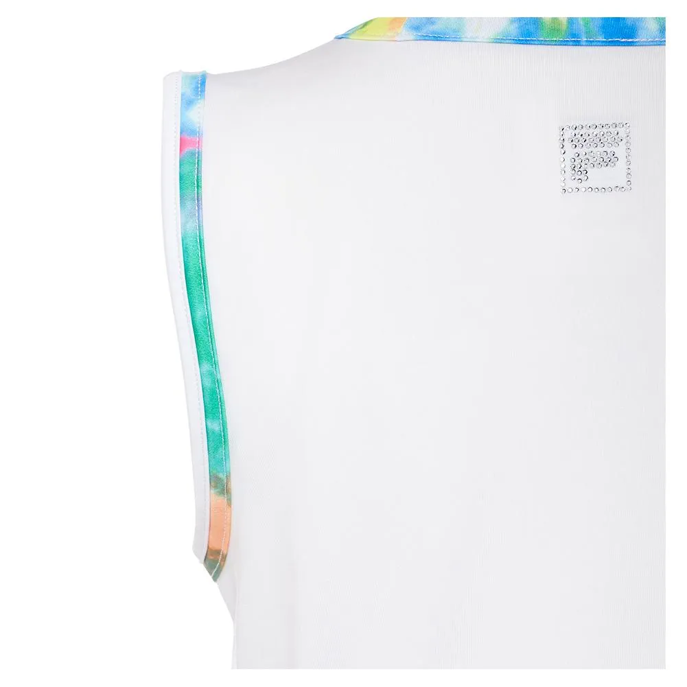 Girls' Full Back Tennis Tank White and Tie Dye