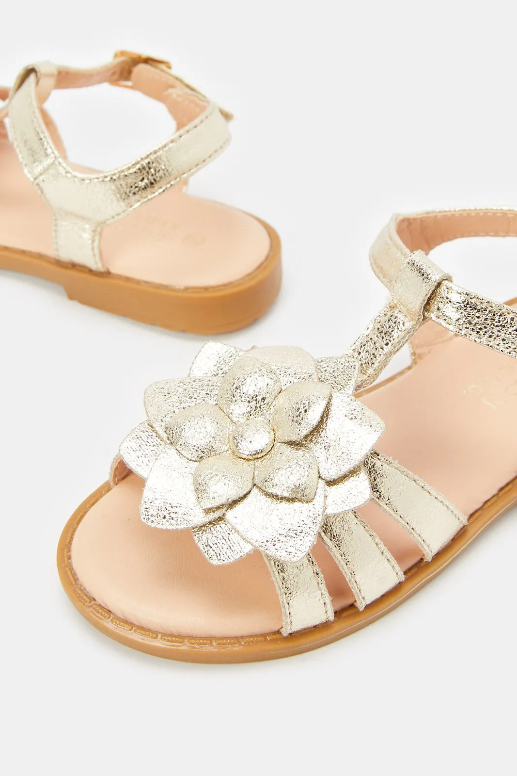 Girls Gold Floral Detail Sandal