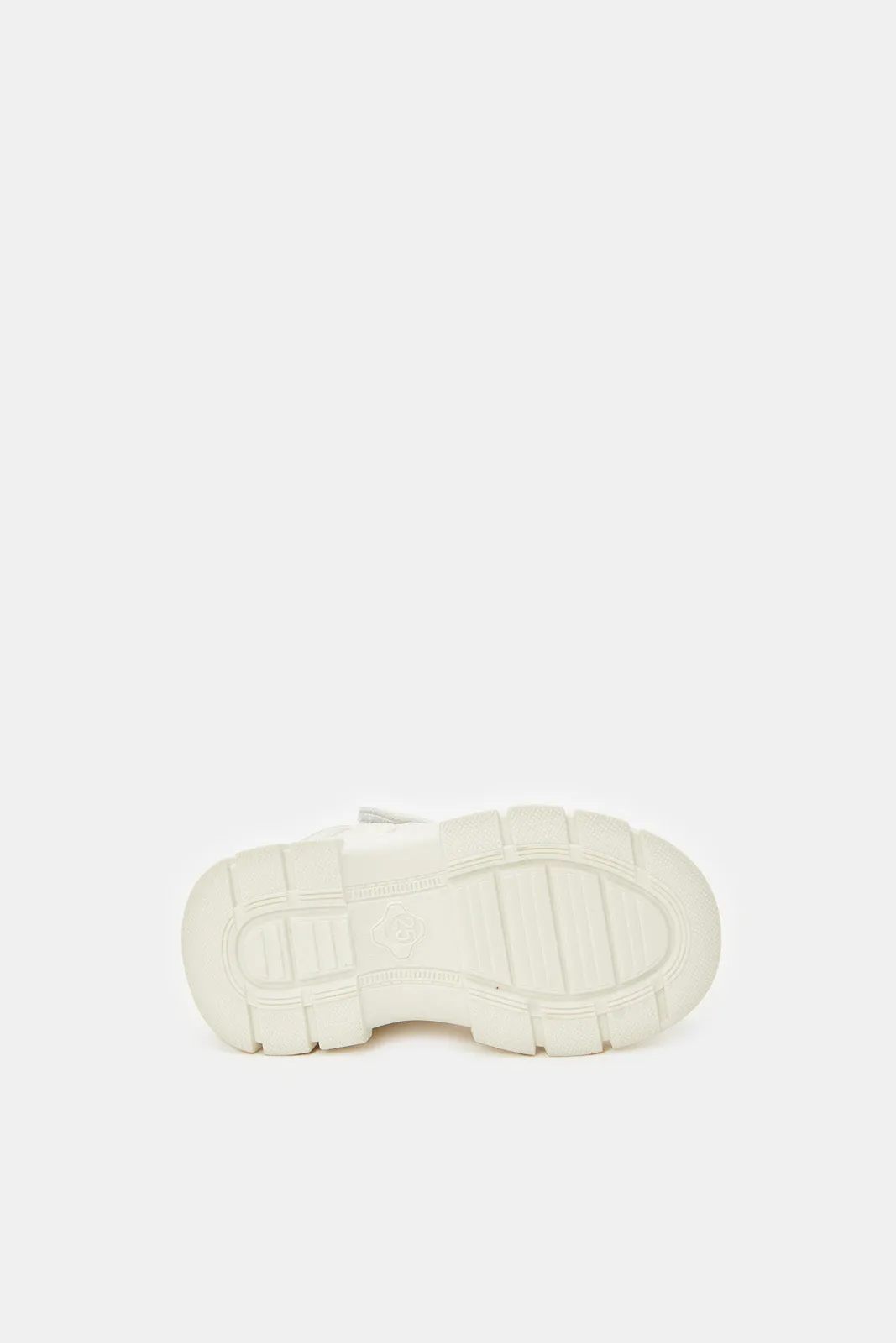 Girls White Velcro Strap High-Top Sneakers
