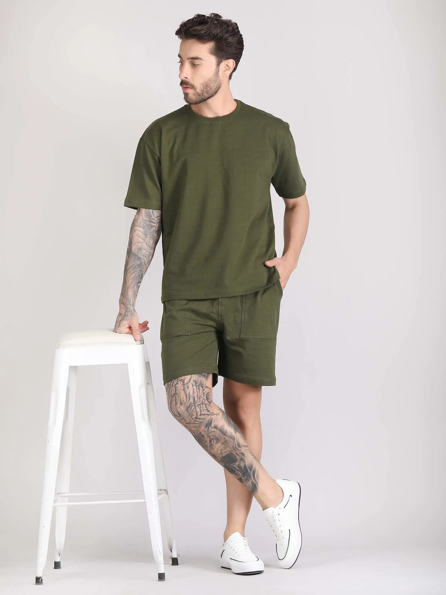 men's co ord shorts and t shirt