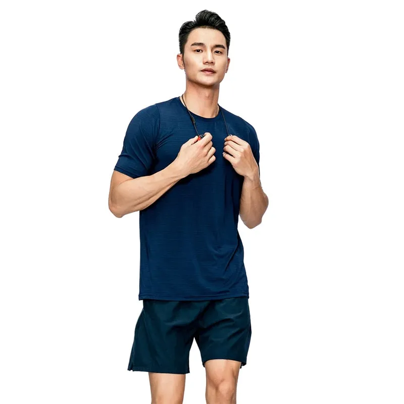 Men's T-shirt fitness bodybuilding street short-sleeved casual Running Sport Skinny Short Tee Shirt Male Gym Fitness