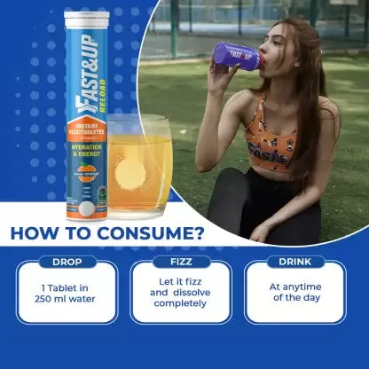Orange - Reload Electrolytes For Hydration With Instant Energy Formula-Energy Drink (20 Tablets)