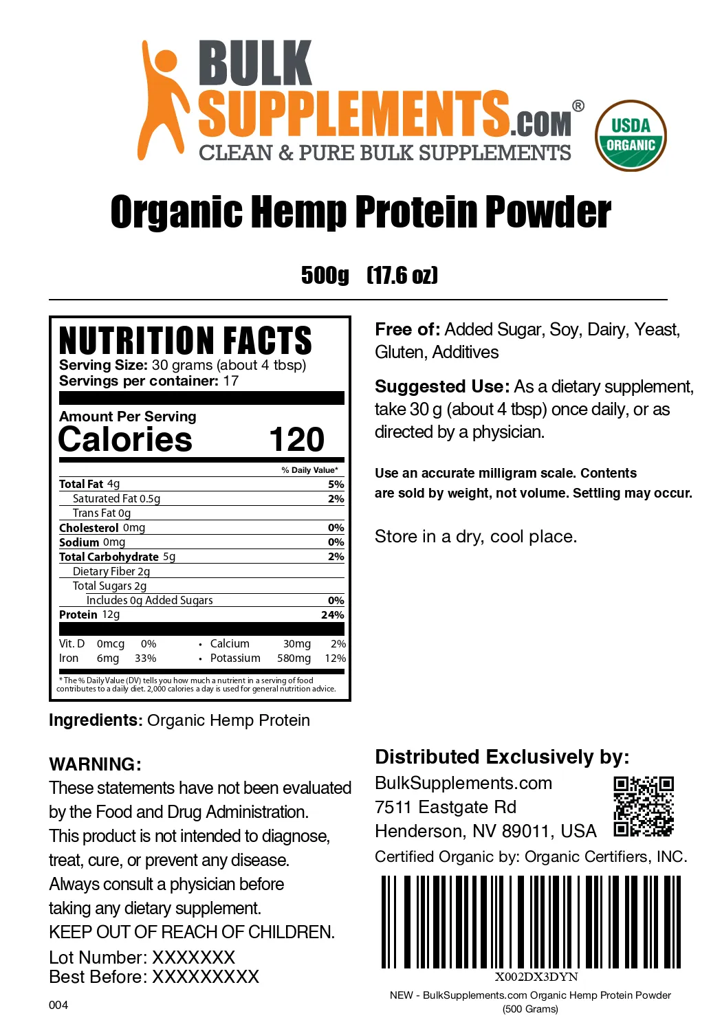 Organic Hemp Seed Protein Powder