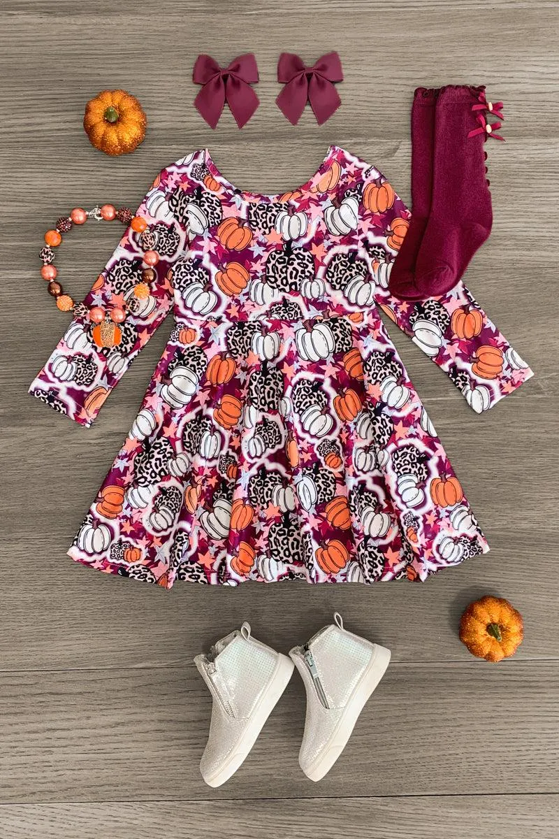 Plum Cheetah Pumpkin Dress